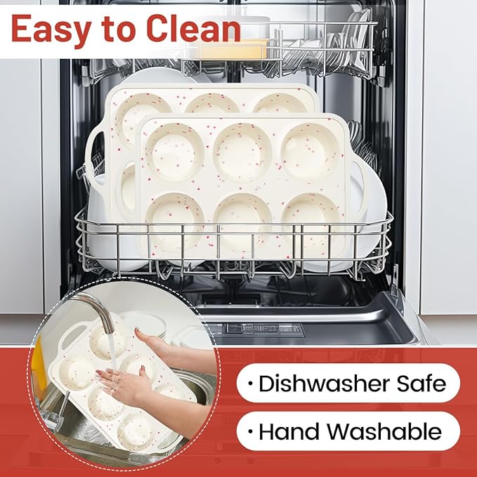 CAKETIME Jumbo Muffin Pan, Metal Reinforced Frame 3.5 Inch Large Silicone Cupcake Pan 6 Cups Large Muffin Pan with Handle Nonstick Jumbo Muffin Tin for Baking Giant Homemade Muffins, Frittatas 1 Pack