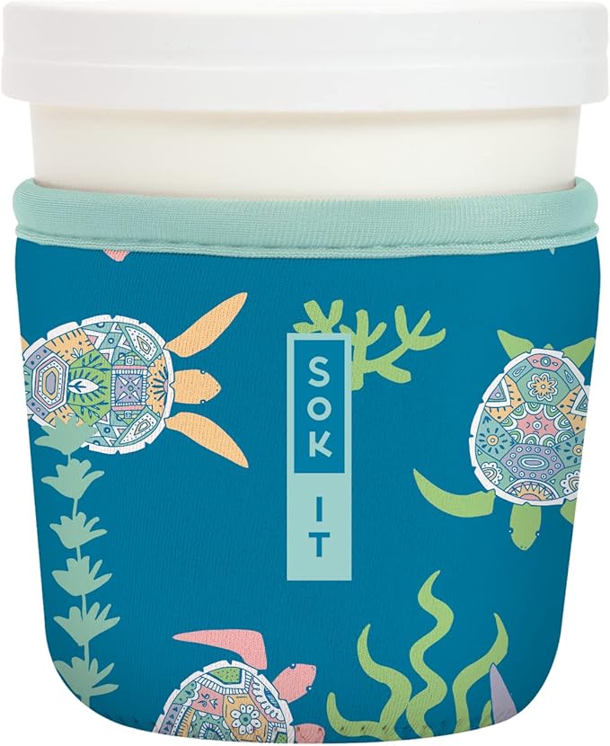 Sok It IceCreamSok Insulated Neoprene Cover (Turtle-y Awesome, Tapered Ice Cream Pints)
