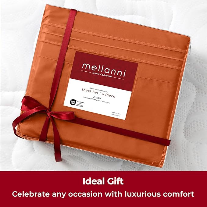 Mellanni Twin XL Sheets Set - 3 PC Iconic Collection Bedding - Hotel Luxury, Extra Soft, Cooling Bed Sheets - Wrinkle, Fade, Stain Resistant (Twin Extra Long, Terracotta)