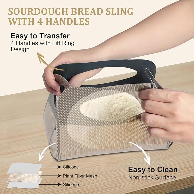 2 Pack Silicone Bread Sling with Handles – Non-Stick Baking Mat Fits 9x5" or 1.5LB Loaf Pans | Reusable, Easy Clean | Perfect for Homemade Bread, Cake, Meatloaf | Bakers & Home Cooks,19"x15"