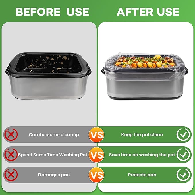 CAREGY Electric Roaster Liners 34 x 18 Inch 10 Counts Disposable Roaster Liners Fits 16, 18, 22 Quarts Roasters, Roasting Oven Liners Cooking Bags for Immediate Cleanup