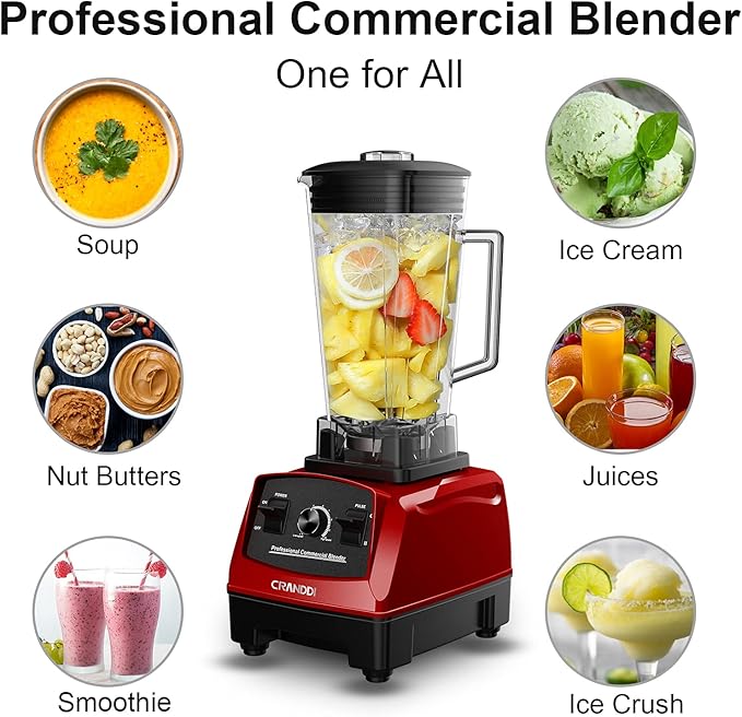 CRANDDI Professional Blender,1500 Watt Commercial Blenders for Kitchen with 70oz Capacity and Self-Cleaning, Classic Blenders for Shakes and Smoothies, Build-in Pulse, YL-010-R