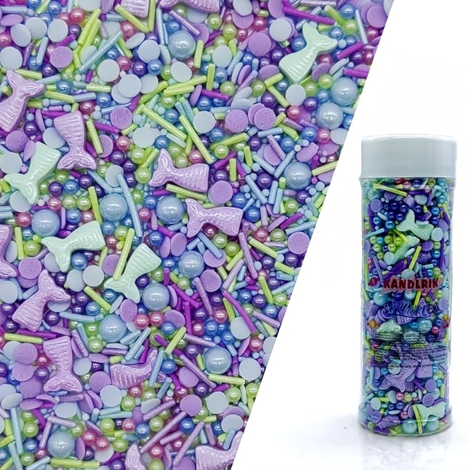 Fishtails Sprinkles Candy Mix Size Edible Pearls Cake Decorations Cupcake Toppers Cookie Decorating Perfect for Wedding Party Valentine Halloween Christmas Supplies 4.58OZ