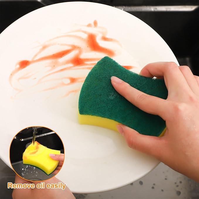 200 Pcs Individually Wrapped Sponges,Uncompressed Non Scratch Scrouing Sponges for Household Cleaning Dishes Kitchen Airbnb Apartment Car Bike