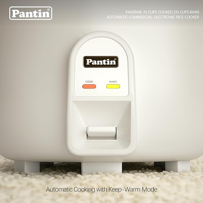 Pantin Commercial Electric Rice Cooker – 35 Cups Raw / 70 Cups Cooked Capacity w/Measuring Cup & Scoop – High-Efficiency Large Rice Cooker Commercial Rice Cooker for Restaurants, Hotels and Catering
