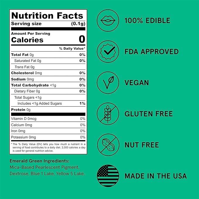 Fancy Sprinkles Emerald Green Premium Edible Glitter, 100% Edible Glitter for Sparkling Food & Drinks No Taste or Texture (4gm)