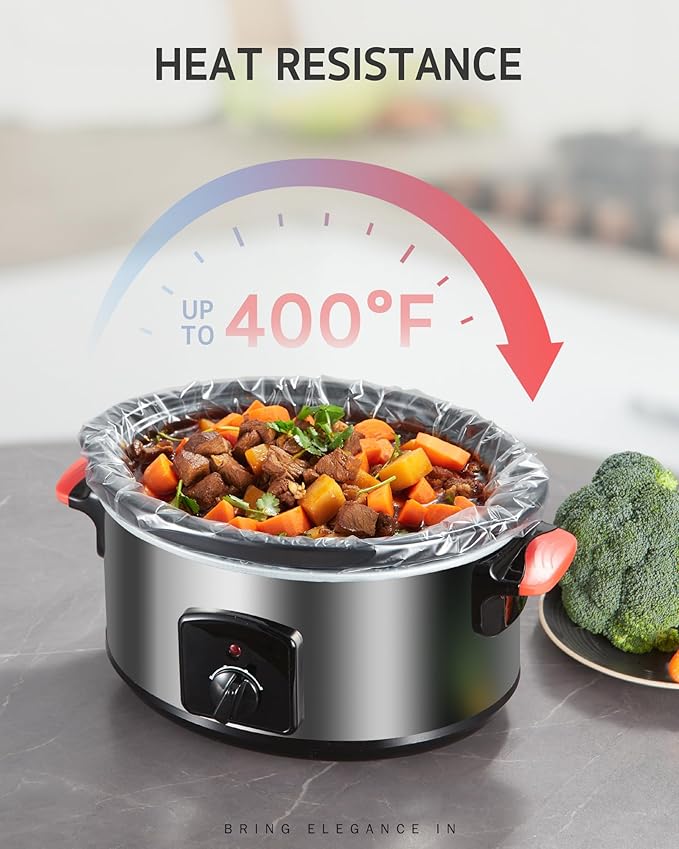 Syntus Crock Pot Liners, 60 Count 13" x 21" Large Size Slow Cooker Liners Fits 3-8 Quart Pots, Disposable Cooking Bags Suitable for Oval & Round & Retangular Crock Pot