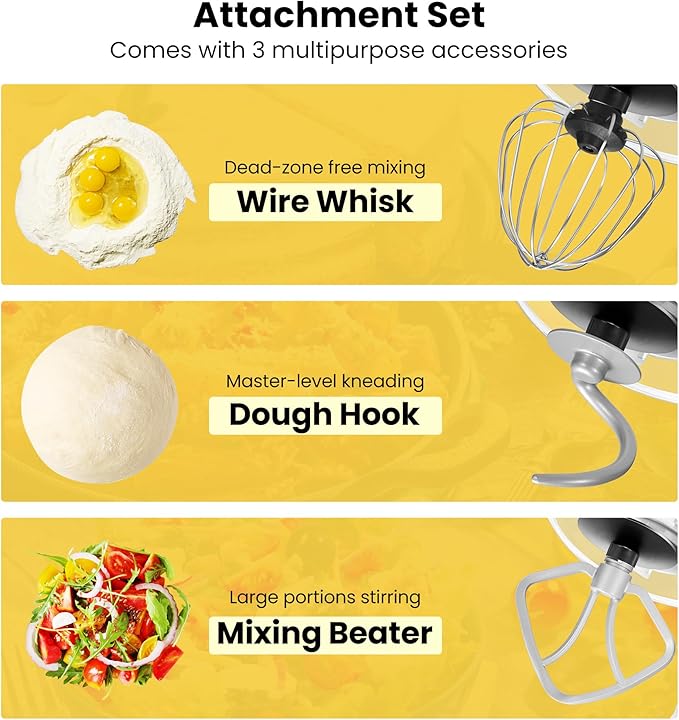 VIVOHOME Stand Mixer, 660W 10 Speed 6 Quart Tilt-Head Kitchen Electric Food Mixer with Beater, Dough Hook, Wire Whip and Egg Separator, Gray