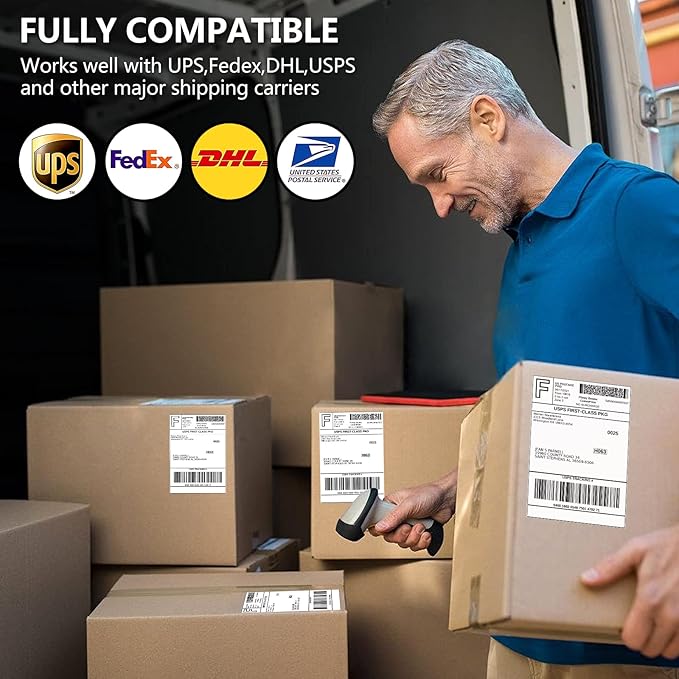 FungLam 80 Rolls 4x6 Direct Thermal Shipping Labels, 250 Labels Per Roll, 1" Core, Perforated, White Mailing Postage Shipping Label Compatible with Zebra 2844 ZP-450 ZP-500 ZP-505