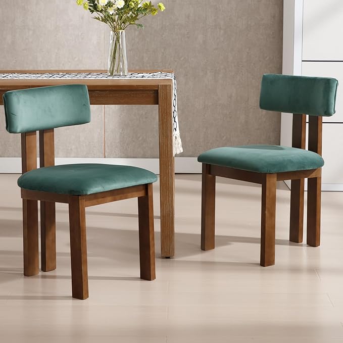 chairus Dining Chairs Set of 4 Velvet Diner Chairs Modern Wood Chairs for Kitchen and Dining Room, Green
