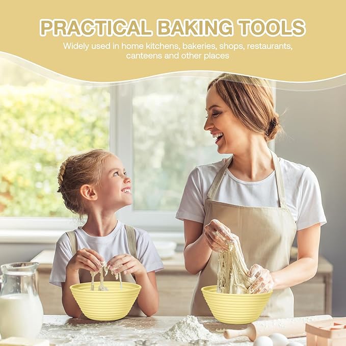 Silicone Banneton, Sourdough Bread Baskets (Set of 6, 5 Inch), Round Proofing Bread Bowls with Starter Kit, Bread Making Baking Supplies