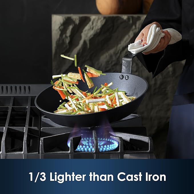 SENSARTE Nonstick Frying Pan Set 3-Piece, Oven Safe Skillets with Swiss Coating, Induction Compatible Chef Pan Set, Dishwasher Safe Cooking Pans, PFOA PFOS Free, 8, 10 and 12 Inch