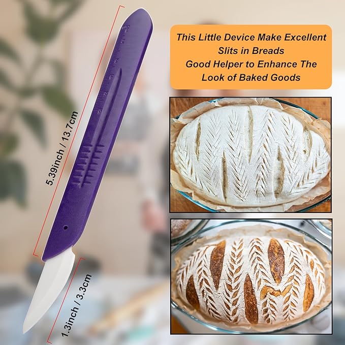 KUNIFU Bread Lame Bread Scoring Tool for Sourdough Scoring, Ceramic Scoring Knife for Bread Baking, Bread Scorer with Protective Cover, for Homemade and Bakery Use