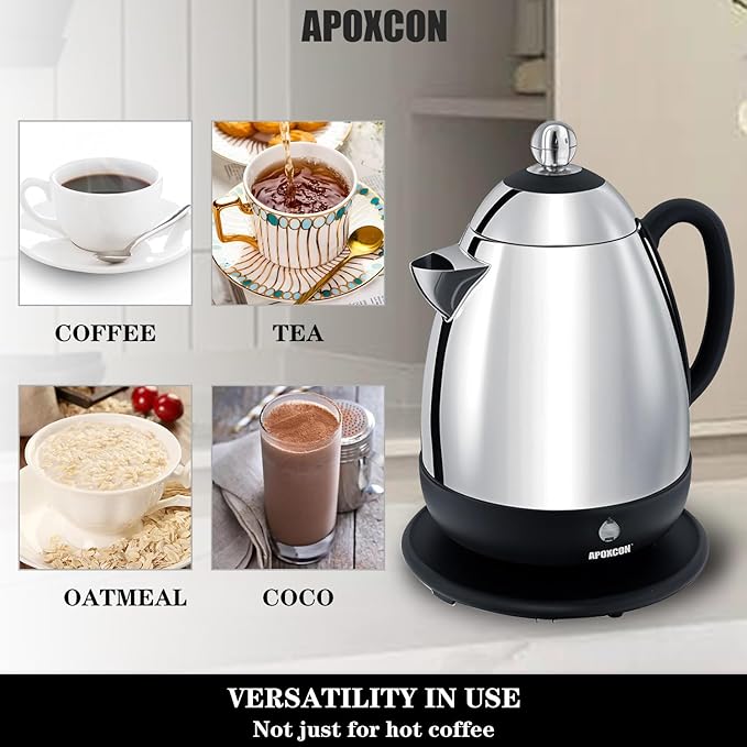 Electric Coffee Percolator Stainless Steel Coffee Maker with Clear Brew Progress Knob and No-Drip Spout Auto Keep Warm & Cordless Serving Coffee pot with On/OFF Switch Fast Brew (10 Cup)
