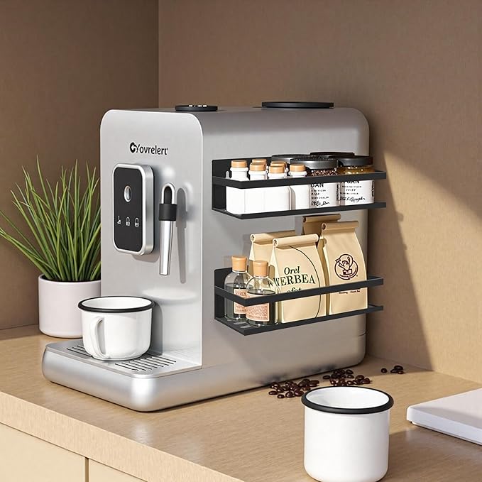 Magnetic Spice Rack Organizer for Fridge Seasoning Organizer for Kitchen Storage With Screw Magnetic Shelf for Oven, RV,Garage,Bathroom(Black, 4pack)