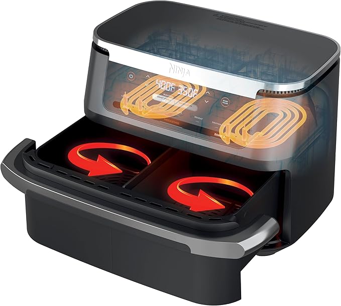 Ninja Foodi 11 Quart 7-in-1 MegaZone XL FlexBasket Air Fryer, Basket Divider for Full Meals, Air Fry, Roast, Grey (Renewed)