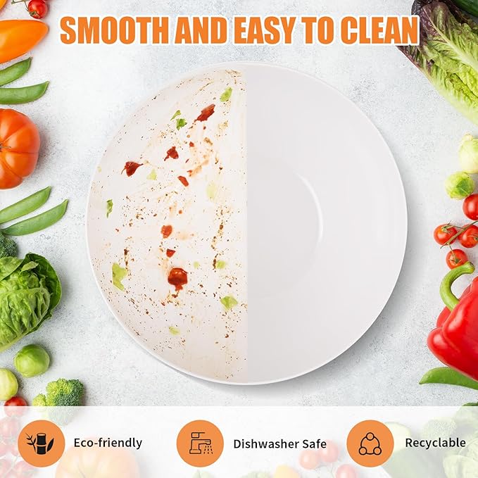 Salad Bowl with Lid, 12" Extra Large Bamboo Fiber Salad Bowl with Servers Set for Kitchen, Nature Bamboo Mixing and Serving Bowl with Lid, Spoon and Fork for Fruits,Salads and Vegetables