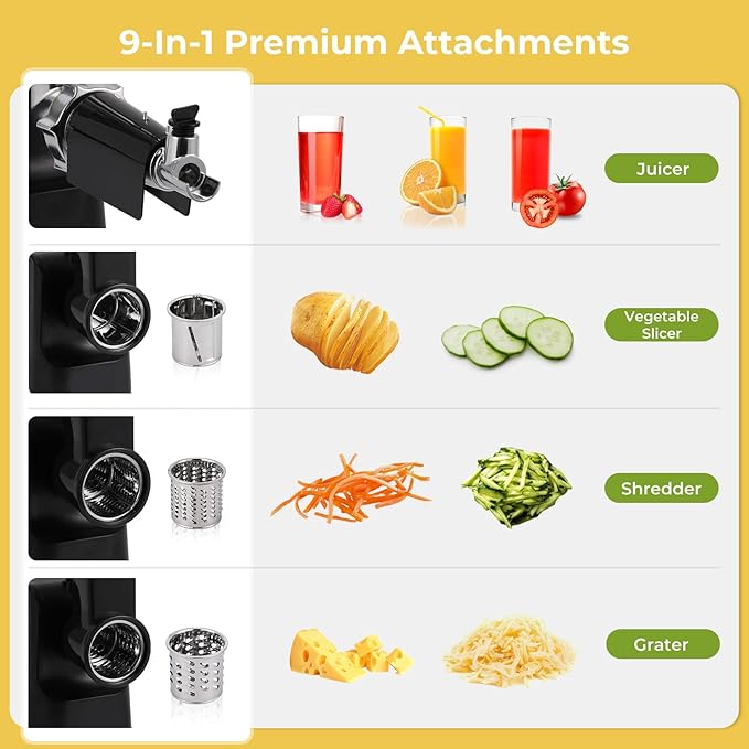 Meat Grinder Electric 9-In-1 Grinder 1700W For Meat with Attachments Sausage Maker, Kubbe Kit Stainless Steel Juicer, 3 Grinding Plates Meat Grinder for Home & Kitchen