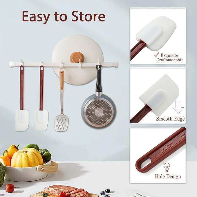 13.5 INCH Silicone Spatulas Heat Resistant Heavy Duty Rubber Spatulas Commercial Spatulas Set for Kitchen Use Silicone Cooking Utensils Sets of 2