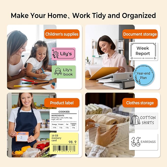 Phomemo M110 Label Maker Machine-Barcode Label Printer, Portable Sticker Maker for Price Tag, Logo,Address, Mailing, Home, Office & Small Business, Compatible with Phones&PC Orange