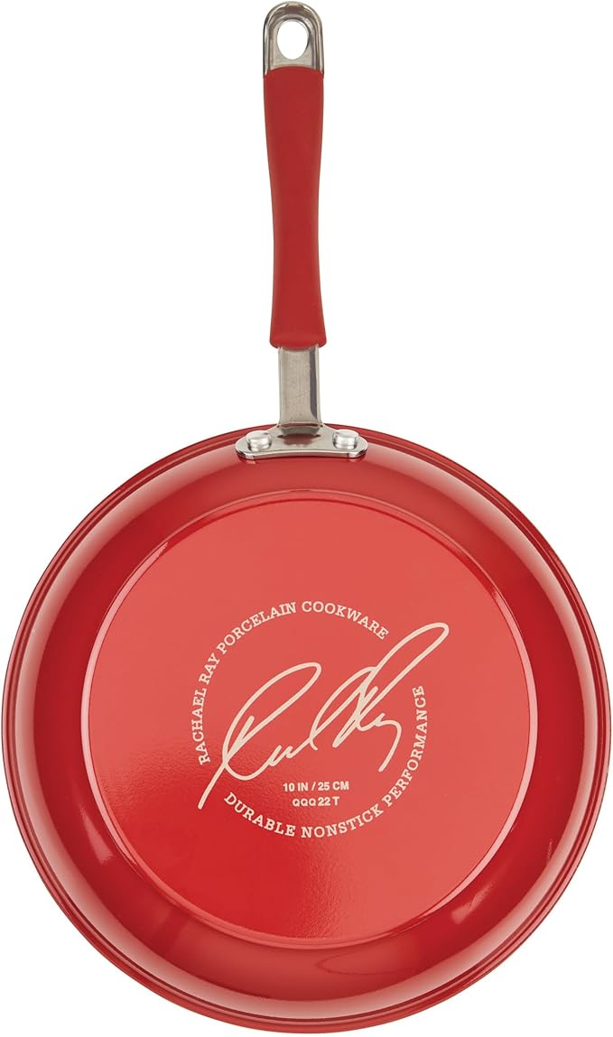 Rachael Ray Cucina Nonstick Frying Pan Set / Fry Pan Set / Skillet Set - 9.25 and 11 Inch, Cranberry Red