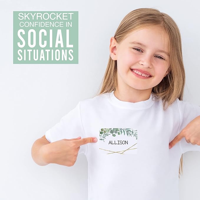 Name Tags Sticker - 56 Nametags for Classroom, Name Tag Stickers for Kids, Adhesive Classroom Labels for Teachers, Nametags Sticker for Clothes, Decorative Labels, Greenery Cubby Tags