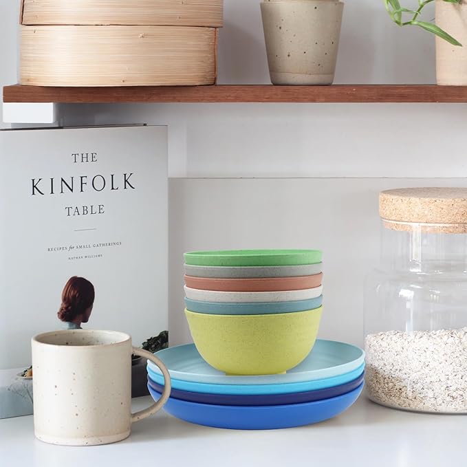 10oz Wheat Straw Bowls Set of 6, Unbreakable Ice Cream Bowl Sets for Kids, Snack Bowls Dishwasher and Microwave Safe