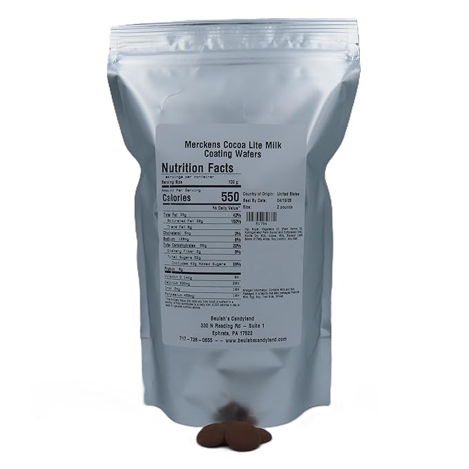 MERCKENS Coating Wafers, Milk Melting Chocolate, Cocoa Lite, 2 Pound Package