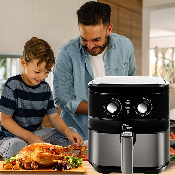 Air Fryer 5.8Qt/5.5L - Uten Electric Airfryer with Temperature Control, Timer, Non-Stick Fry Basket, 1700W High-power, Fast Oven Oilless Cooker, Dishwasher Safe - A Great Kitchen Assistant