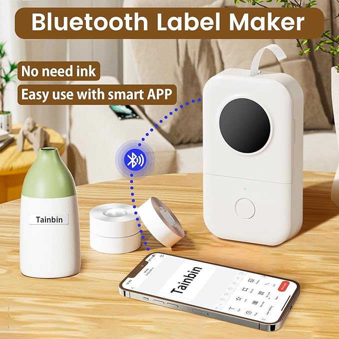 Phomemo D30 Label Maker, Bluetooth Mini Label Maker Machine, Portable Thermal Printer Small Rechargeable Labeler for Kids School Classroom Teacher Supplies, Home Office Labeler Works with Tablet/Phone