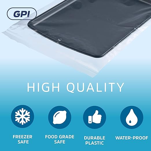 GPI Pack of 500, 14" X 20" Clear Plastic Reclosable Zip Bags - Bulk 2 Mil Thick Strong & Durable Poly Baggies with Resealable Zip Top Lock for Travel, Storage, Packaging & Shipping