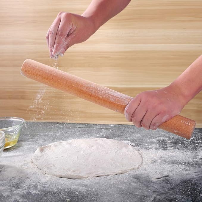 Rolling Pin 17.3Inch, Professional Dowel Wood Rolling Pins for Baking Pasta Pizza Pie and Cookie, Wooden Dough Roller Pin (Straight Style, Large 1.73 Inch Diameter)