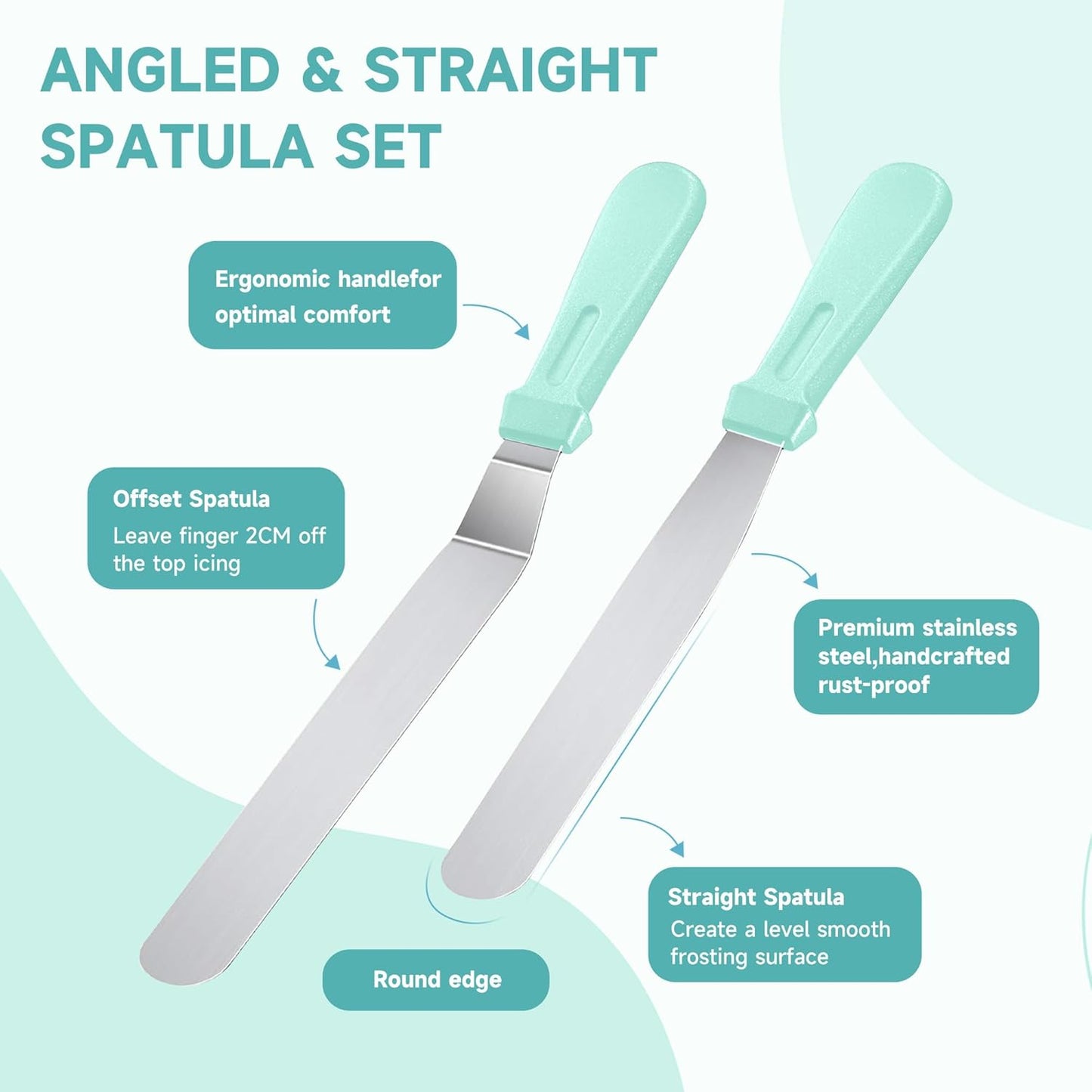 Cake Decorating Kit, 138pcs Cake Decorating Supply with 12 Inch Aluminium Cake Turntable, 64 Numbered Icing Piping Tips, 2 Spatulas, 3 Icing Comb Scraper and Leveller, Piping Bags,cake decorating tool