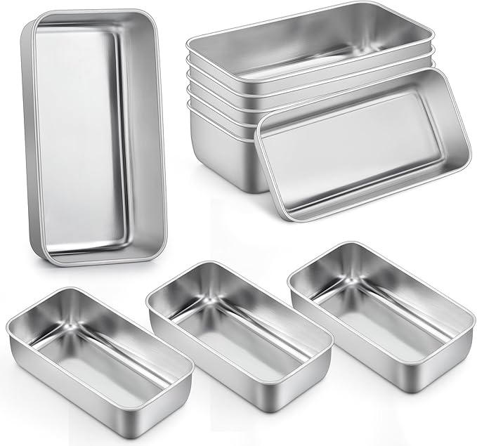 P&P CHEF Loaf Pan Set, 9-inch Bread Pans, Stainless Steel Loaf Toast Baking Pans For Bread Meatloaf Lasagna Cake, Healthy & Non Toxic, Oven & Dishwasher Safe,(Silver, 10Pcs)