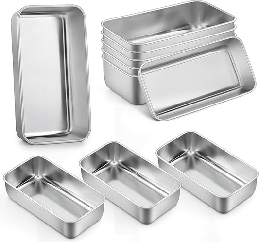 P&P CHEF Loaf Pan Set, 9-inch Bread Pans, Stainless Steel Loaf Toast Baking Pans For Bread Meatloaf Lasagna Cake, Healthy & Non Toxic, Oven & Dishwasher Safe,(Silver, 10Pcs)