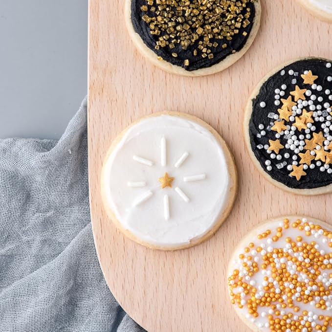 Sweets Indeed Sprinkles 6 Cell Edible Sprinkle Mix Jimmies Perfect for Cake Decorations Baking Ice Cream Cookies Cupcake Topper (Gold)