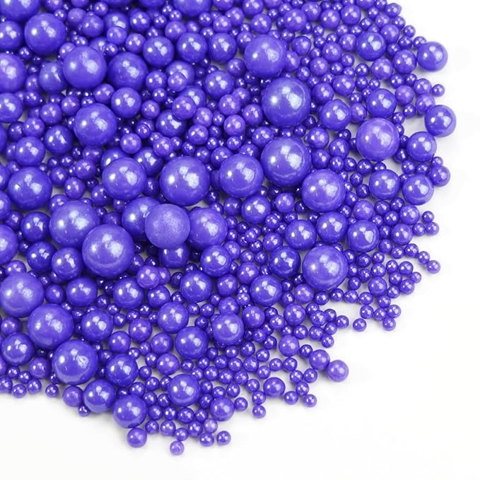 Dazzjoy Edible Pearl Purple Sugar Sprinkles, 130g/4.58oz, Purple Ball Pearls Sprinkles for Cake Decorating, Cupcake Toppers, Edible Cake Decoration