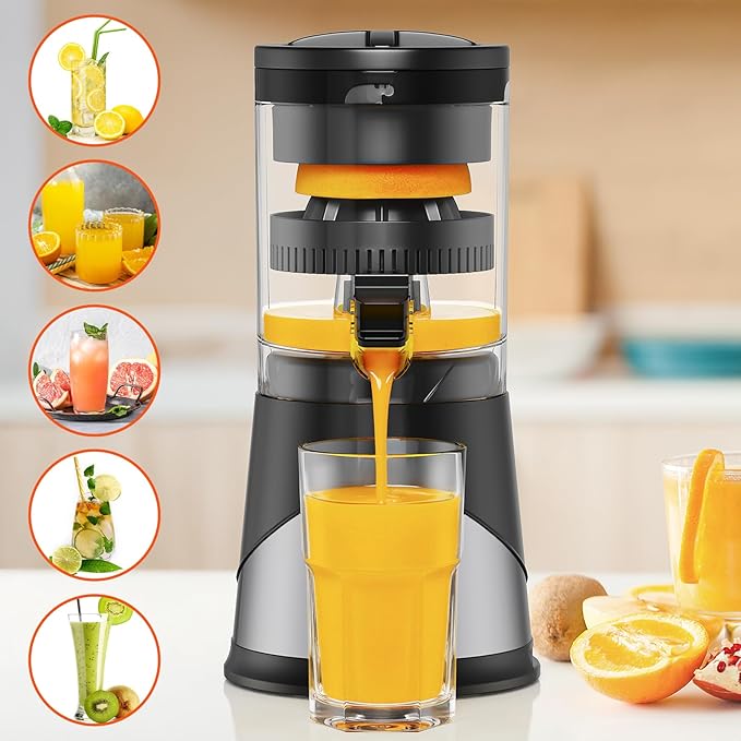 Electric Citrus Juicer, Hands-Free One-Touch Orange Juice Squeezer, Rechargeable Juicer Machines with Ultra-Powerful Motor for Effortless Juicing, Countertop Small Kitchen Appliance for Orange, Lemon