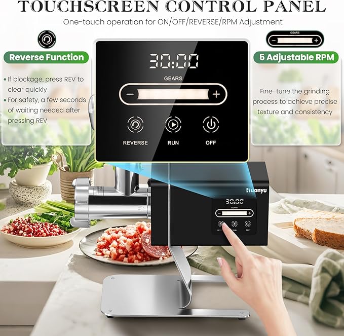 Huanyu Meat Grinder 1.3HP, Commercial Bone Grinding, Heavy Duty Stainless Steel with Touchscreen for Effortless Meat & Bone Processing #12