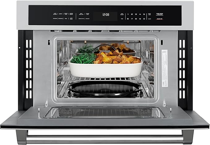 KoolMore KM-CWO30-SS Built-in Microwave with Convection Oven and Air Fryer, 1000W Power with 10 Levels, UL Listed Capacity in Stainless-Steel, 30 in/1.6 cu. ft, Silver