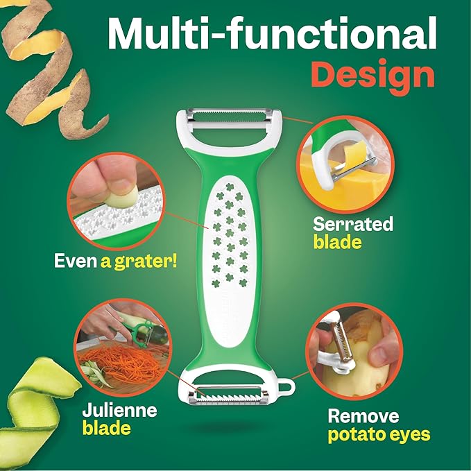 Peeler & Slicer – Ronnie Neville’s Original As Seen on TV 3-in-1 Kitchen Tool, Vegetable, Potato & Julienne Peeler, Stainless Steel Kitchen Tool, Cheese Cutter