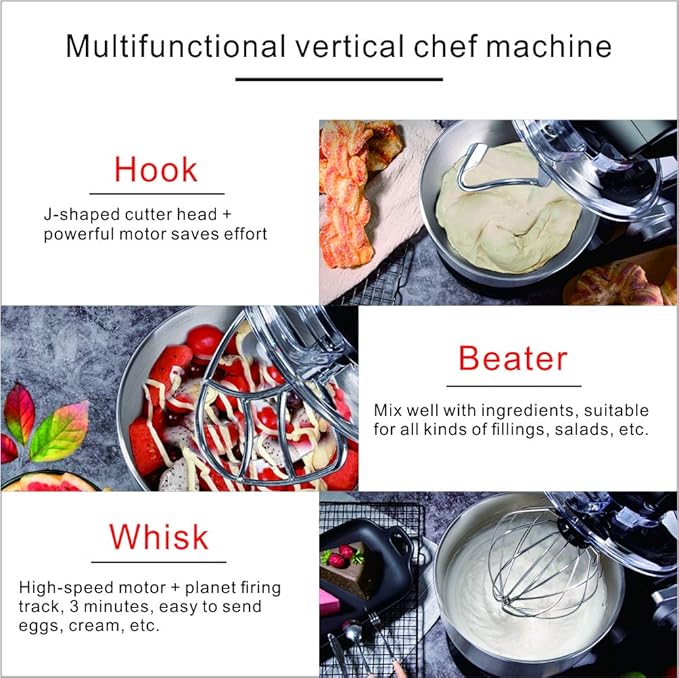 CUSIMAX Stand Mixer 5-QT Tilt-Head Food Mixer Kitchen Electric Mixer with Dough Hook, Wire Whip & Beater for Daily Use