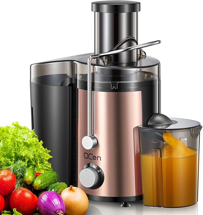 Juicer Machine, 800W Centrifugal Juicer Extractor with Wide Mouth 3” Feed Chute for Fruit Vegetable, Easy to Clean, Stainless Steel, BPA-free (Rose Gold)