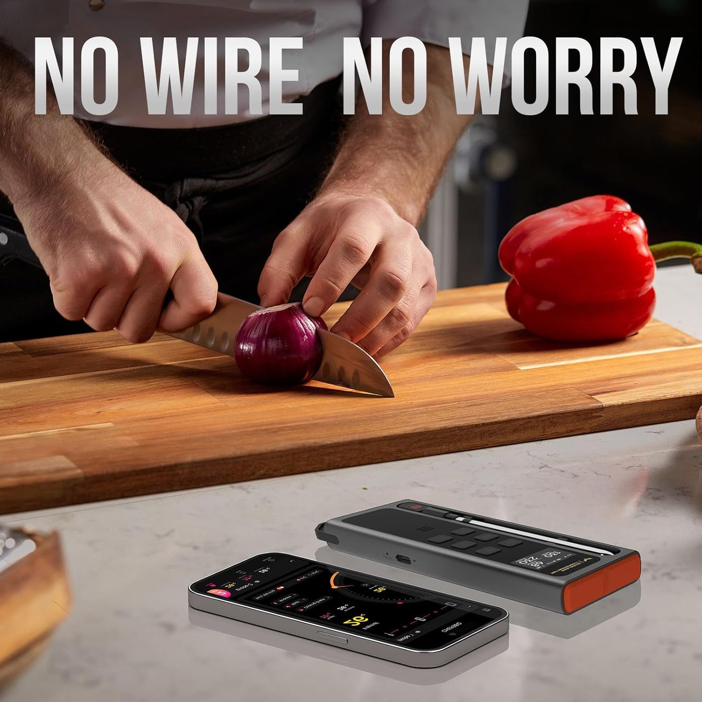 Meat Thermometer Digital Wireless, 800FT Long Range Bluetooth Cooking Thermometer, Food Thermometer for Remote Monitoring of Grill, Oven, Smoker, Air Fryer, Rotisserie, iOS & Android App