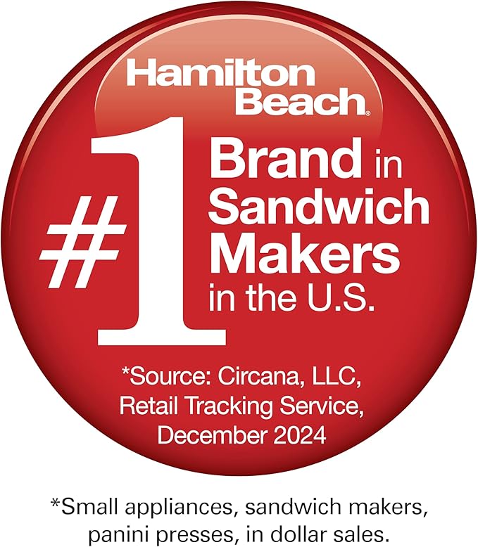 Hamilton Beach Breakfast Sandwich Maker with Egg Cooker Ring, Customize Ingredients, Perfect for English Muffins, Croissants, Mini Waffles, Perfect White Elephant Gifts, Coral (25483)