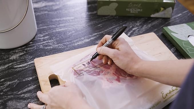 100% Compostable Food Storage Bags [Quart 100 Pack] Eco-Friendly Freezer Bags, Resealable Bags, Heavy-Duty, Reusable, Off-White by Earth's Natural Alternative