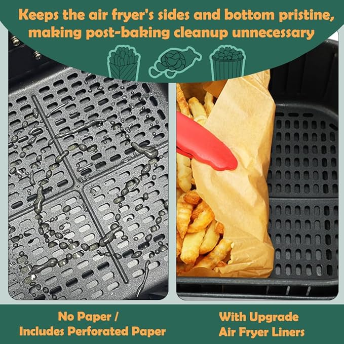 BYKITCHEN Small Air Fryer Disposable Paper Liners for 2 to 5QT Airfryer, Mini Air Fryer Parchment Paper Liners, Compatible with CHEFMAN 2 QT, Cosori 2.1 QT, Dash, Instant Pot Mini Airfryer