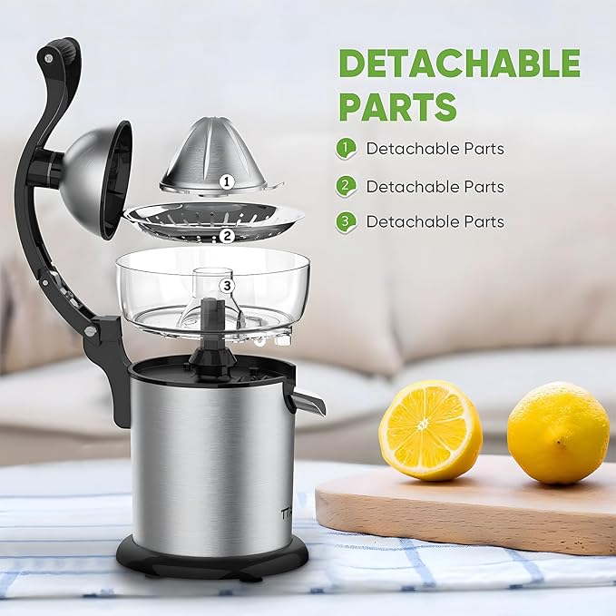 Electric Citrus Juicer Squeezer Stainless Steel, Orange Juicer Electric,Homemade Orange Juice Squeezer Machine, Detachable Design,Easy Clean