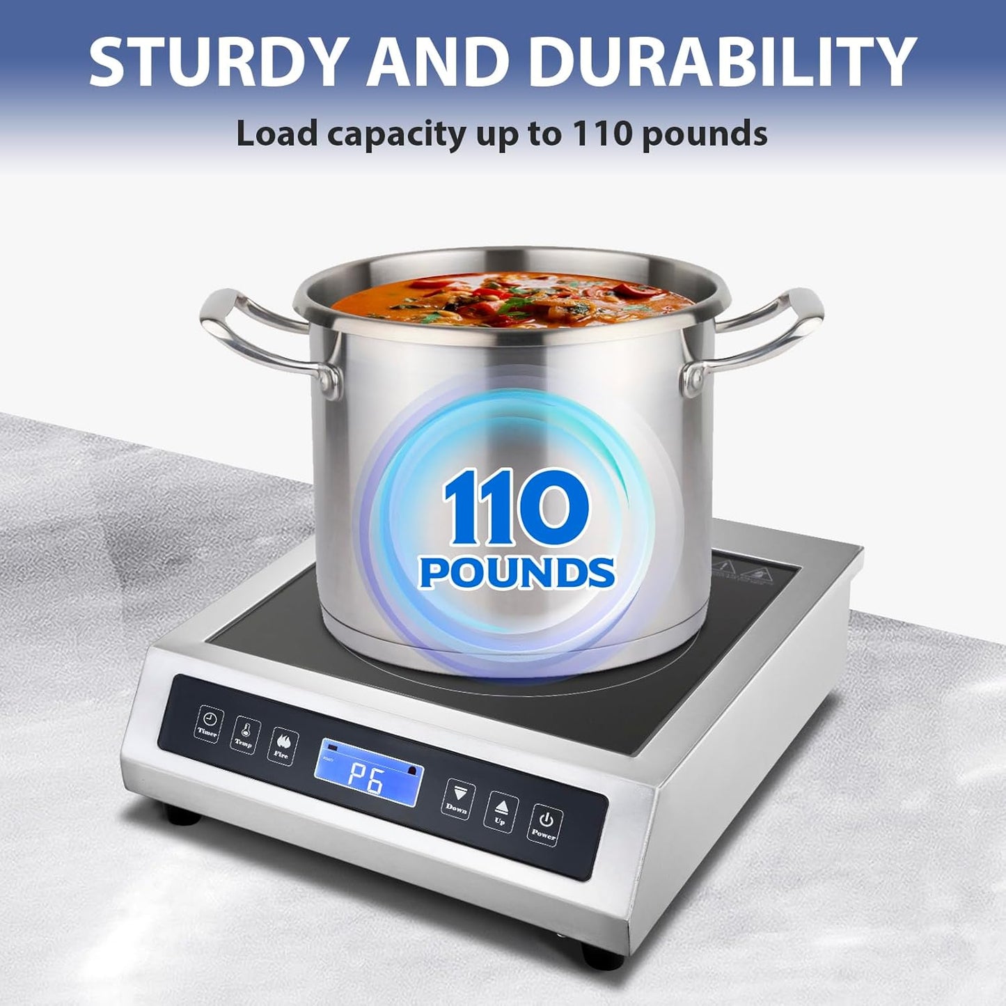 Commercial Induction Cooktop, Portable Electric Countertop Burner with Sensor Touch and LCD Screen(1800W/120V),Commercial Grade Induction cooker for Hotel Restaurant School