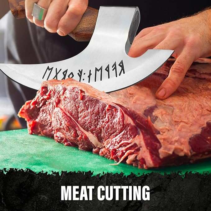 Viking Multipurpose Pizza Axe with Sheath - Rosewood Handle & Heavy Duty Axe Head - Cuts Pizza, Meat & Vegetables